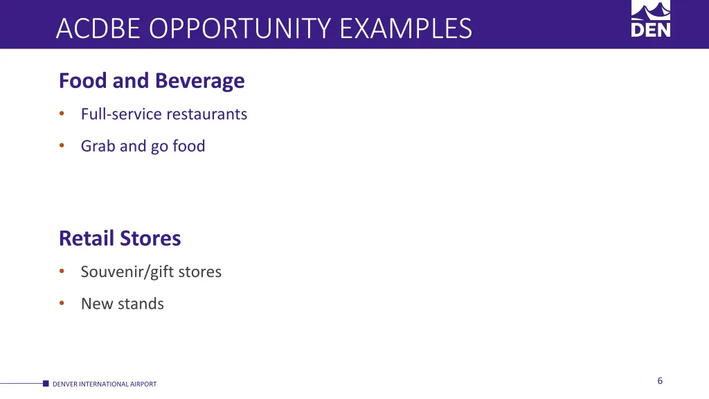 acdbe opportunity examples