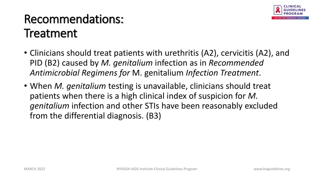 recommendations recommendations treatment