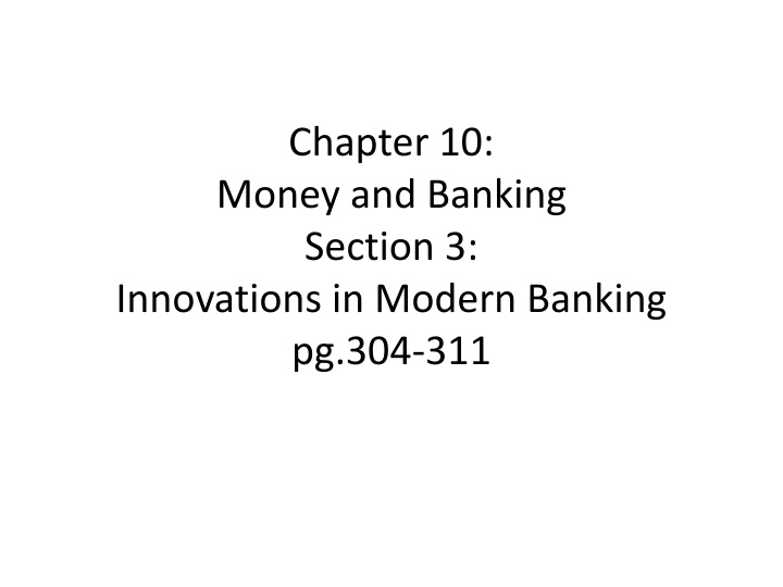 chapter 10 money and banking section