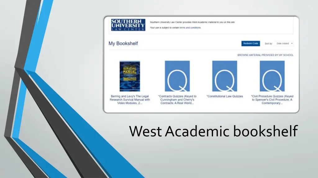 west academic bookshelf