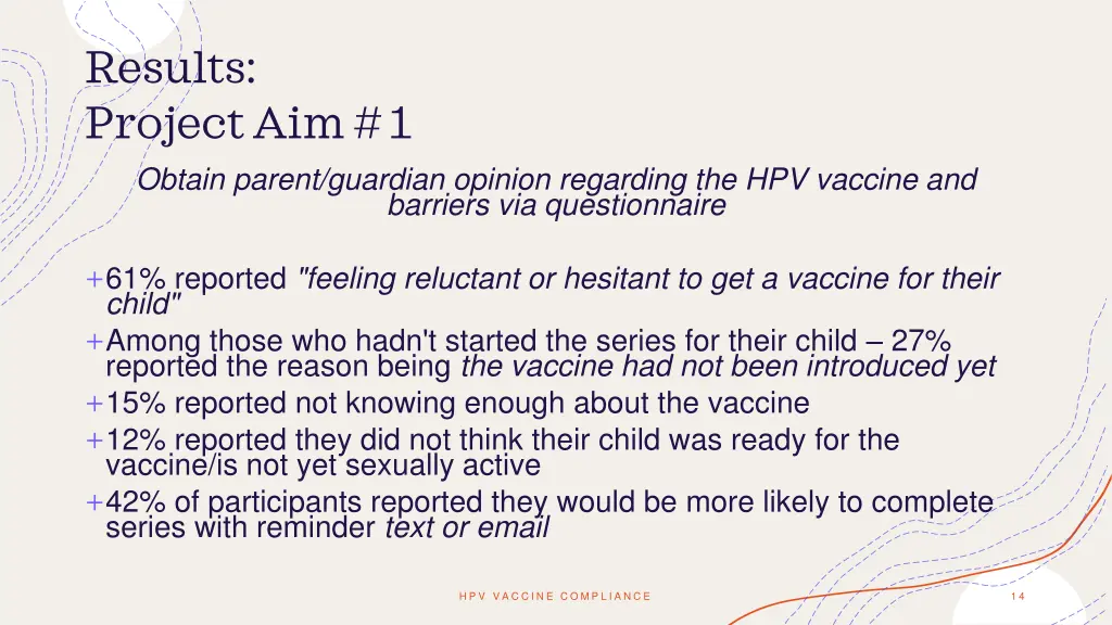 results project aim 1 obtain parent guardian