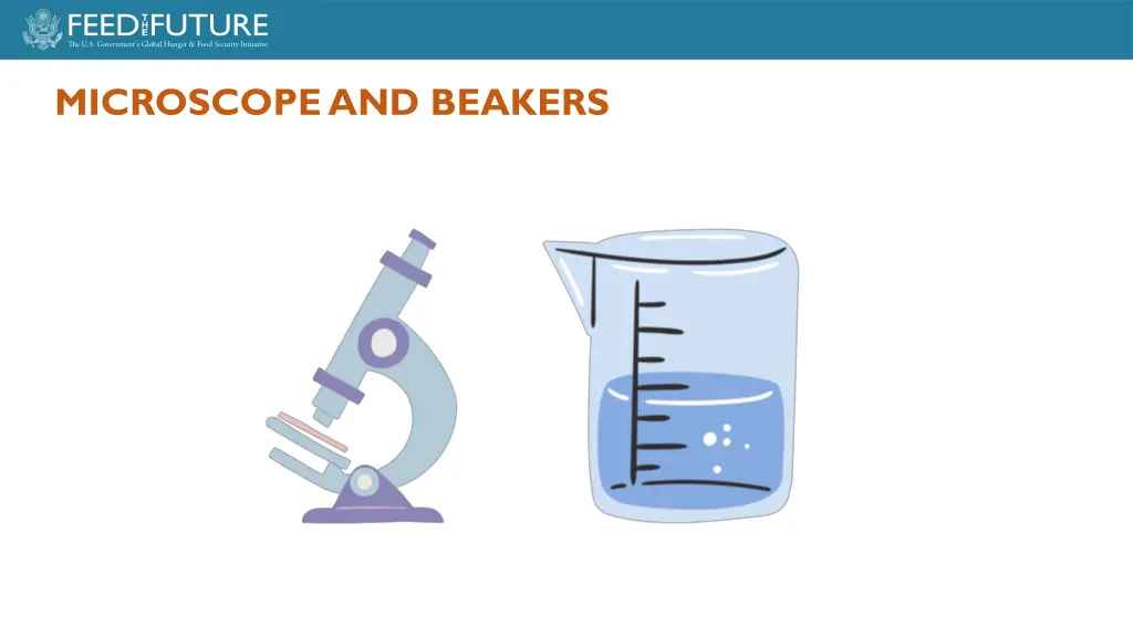 microscope and beakers