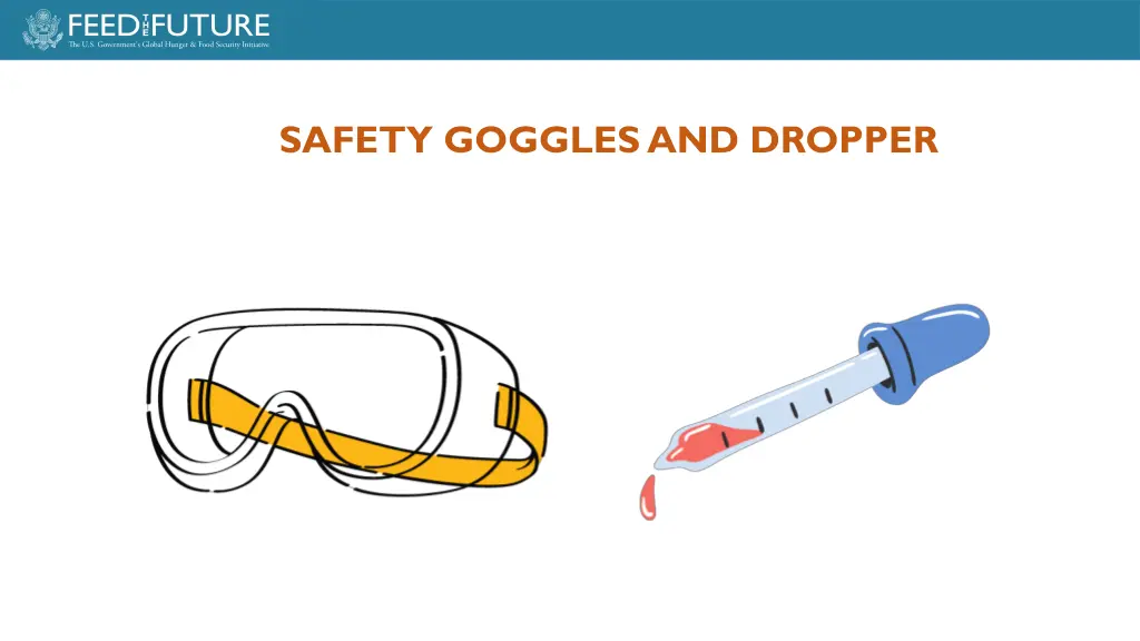 safety goggles and dropper