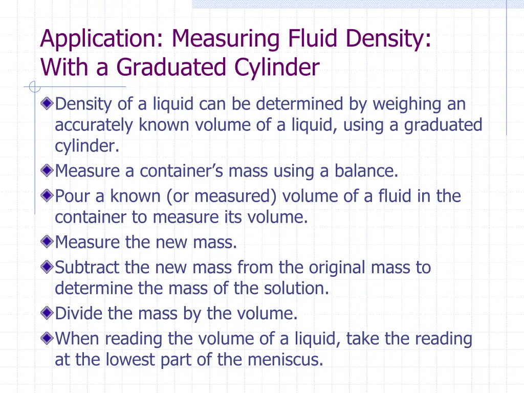 application measuring fluid density with