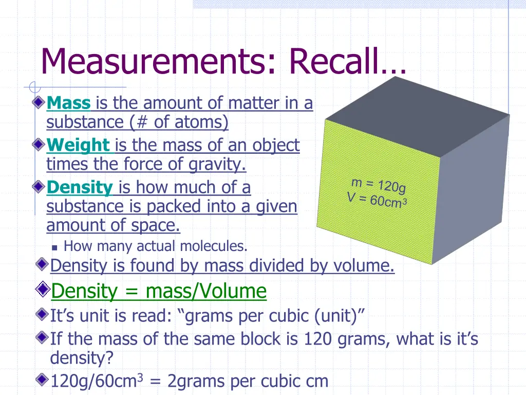 measurements recall 1