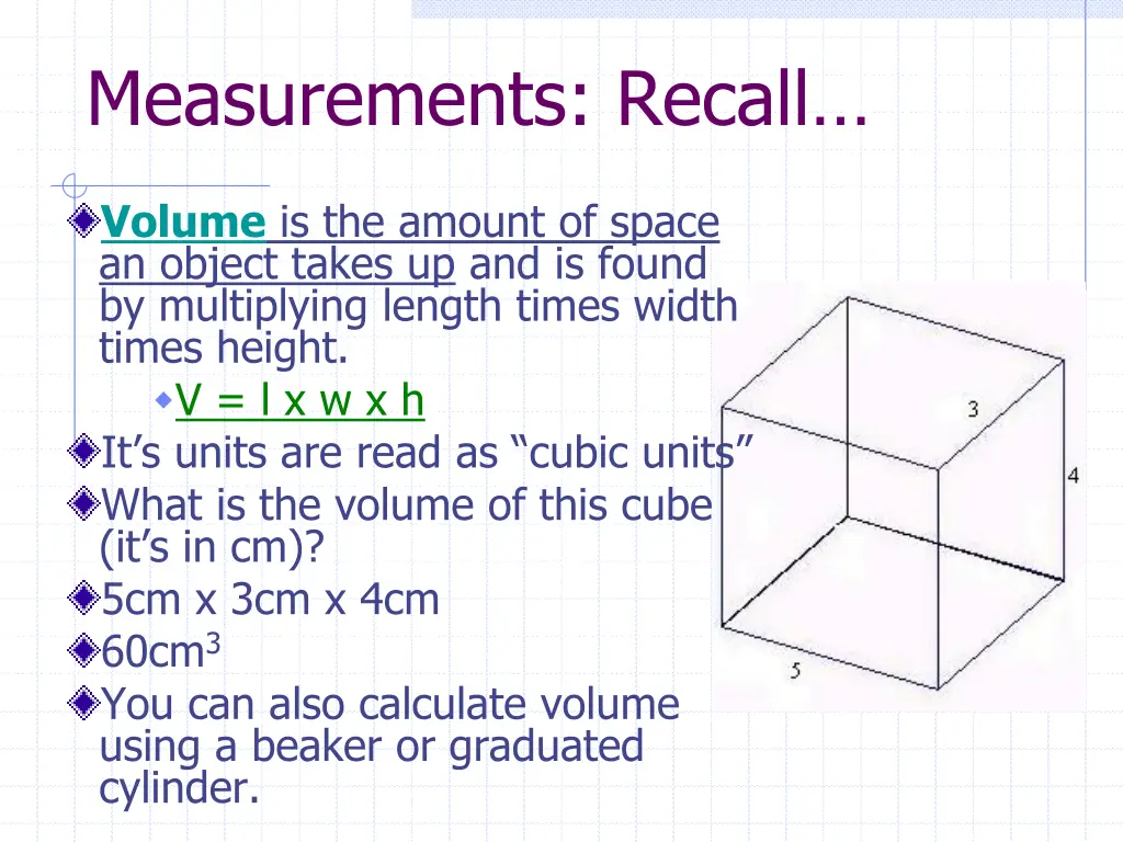 measurements recall