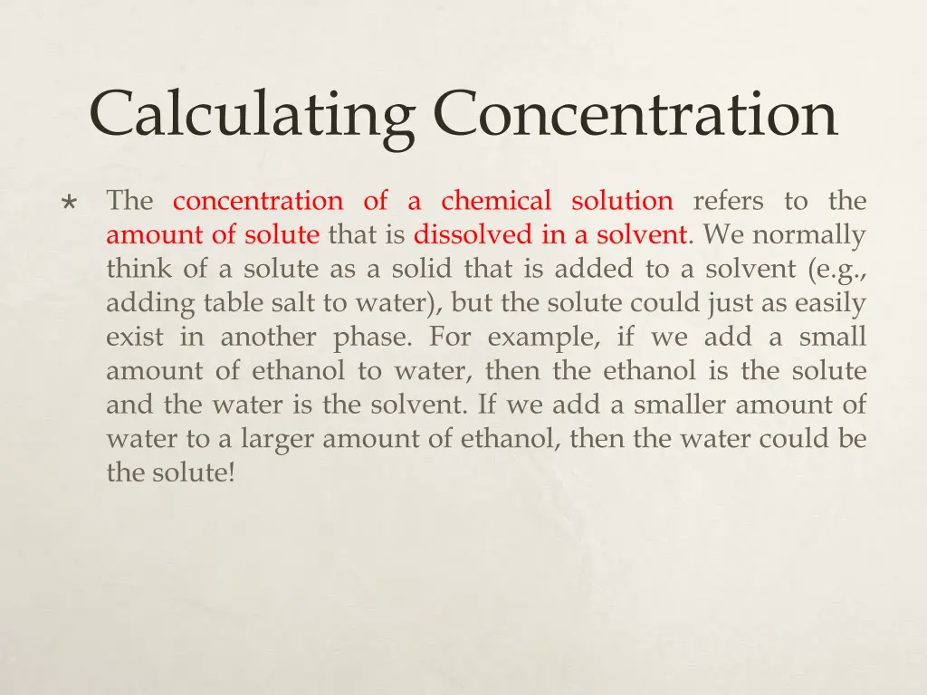 calculating concentration
