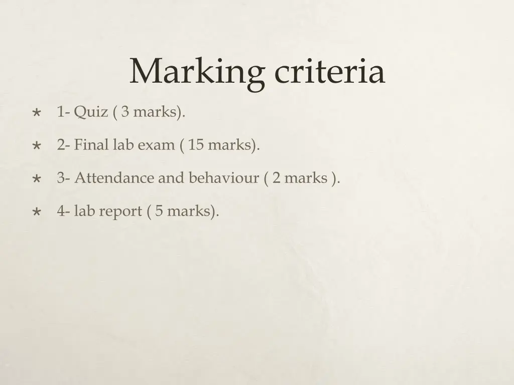 marking criteria