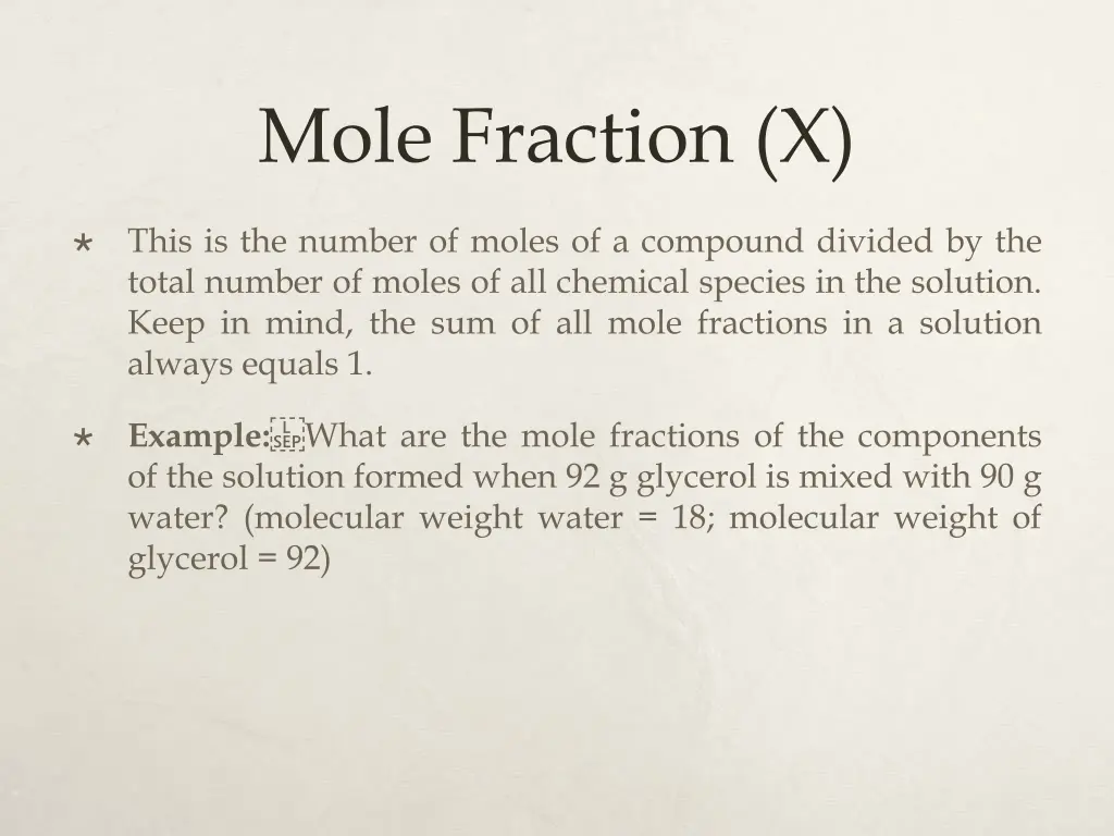 mole fraction x