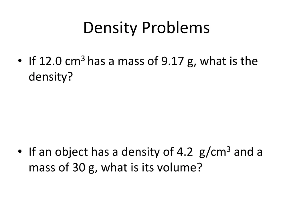 density problems