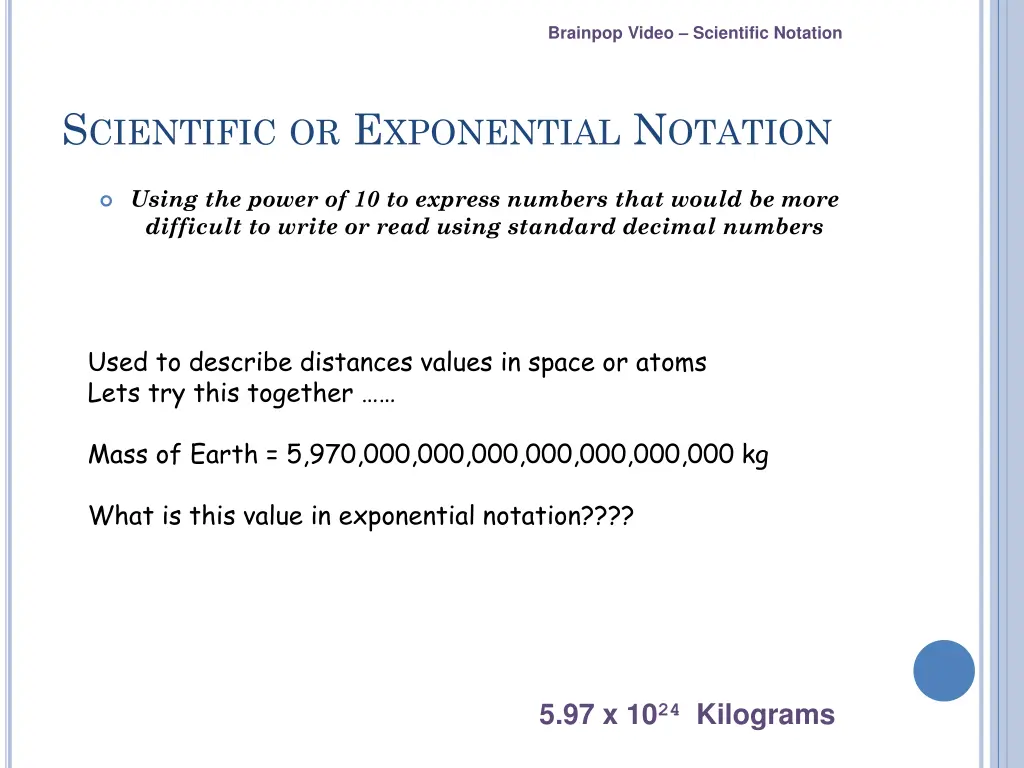 brainpop video scientific notation