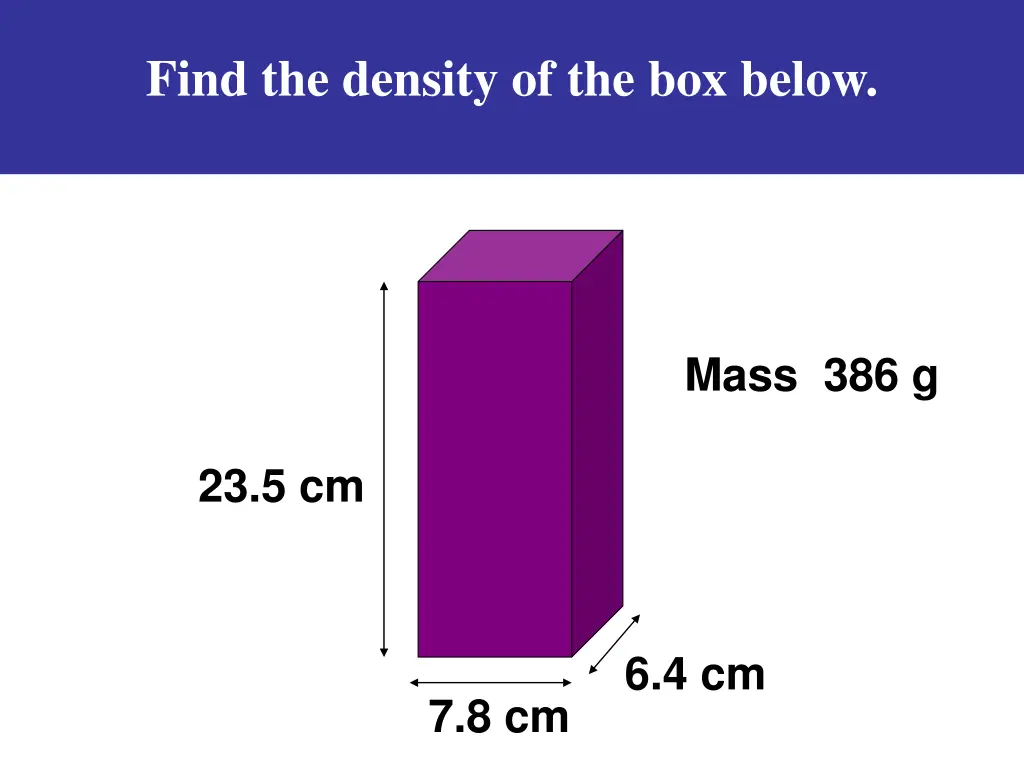 find the density of the box below