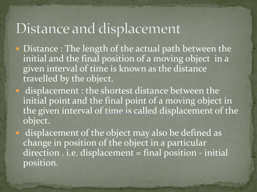 distance and displacement
