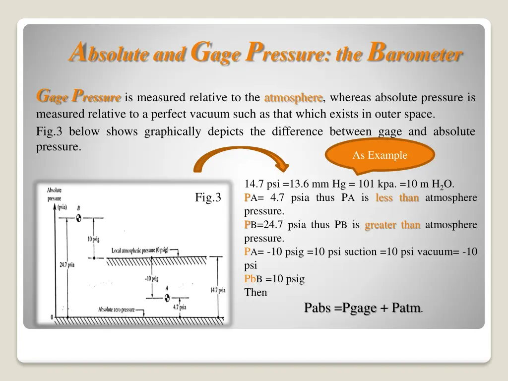a bsolute and g age p ressure the b arometer