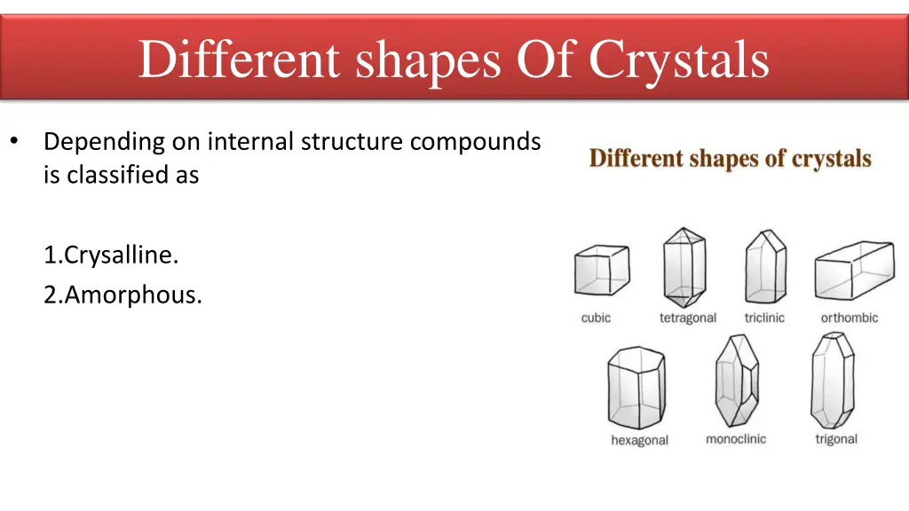 different shapes of crystals