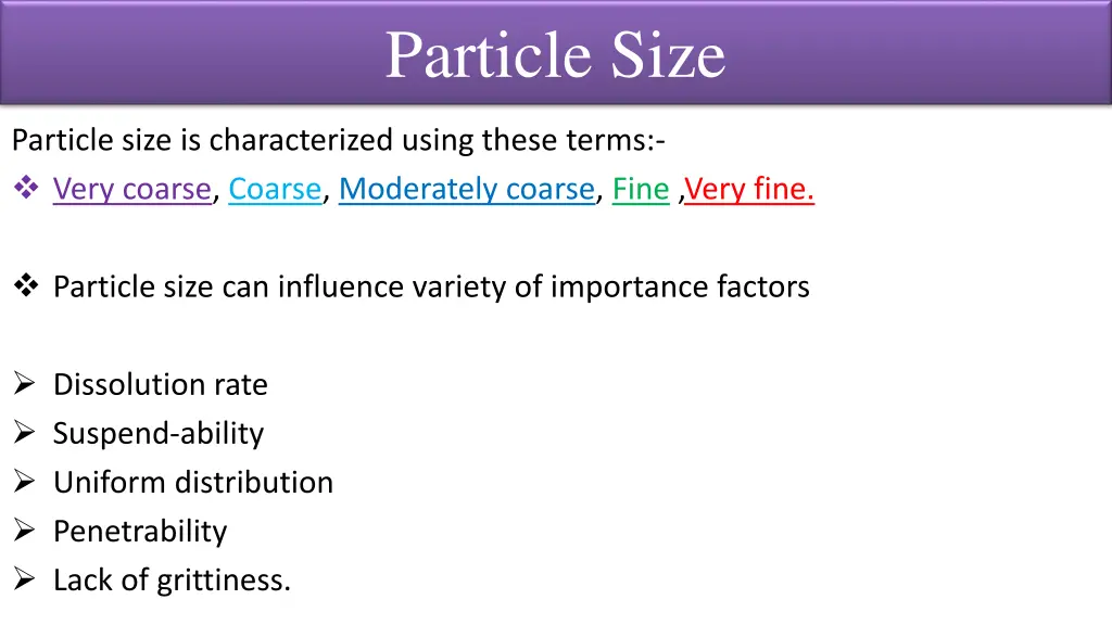 particle size