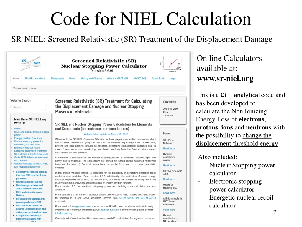 code for niel calculation
