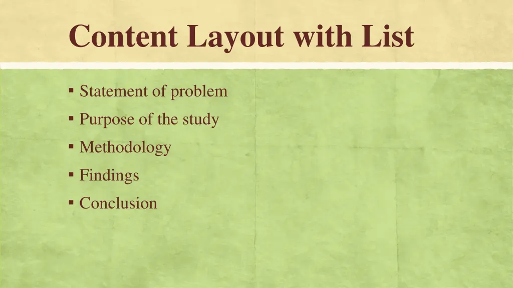 content layout with list