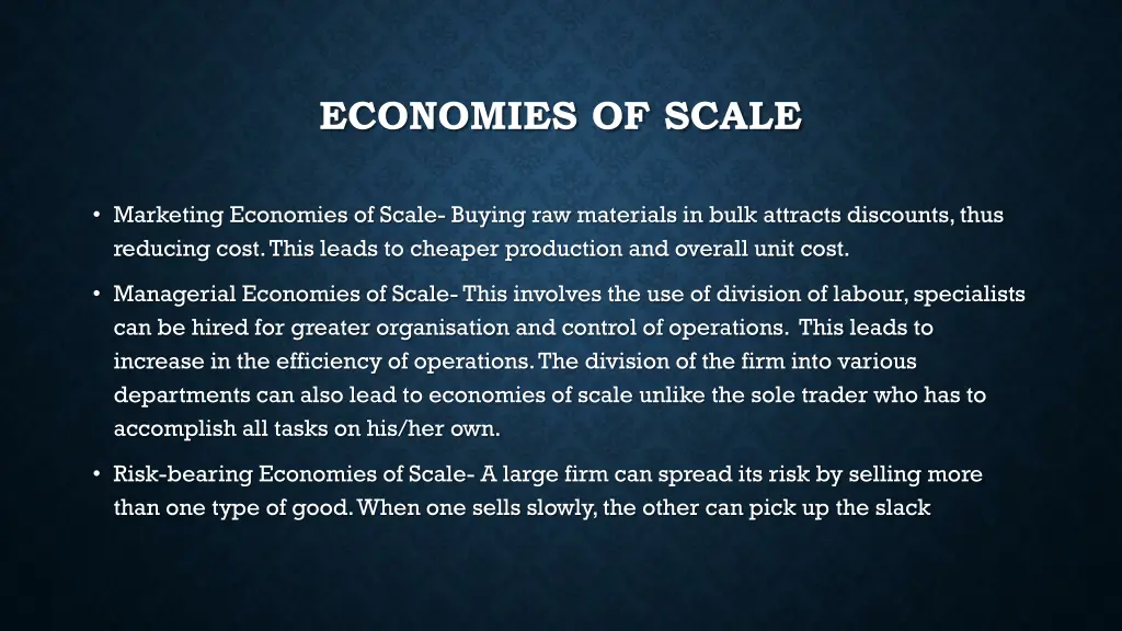 economies of scale 1