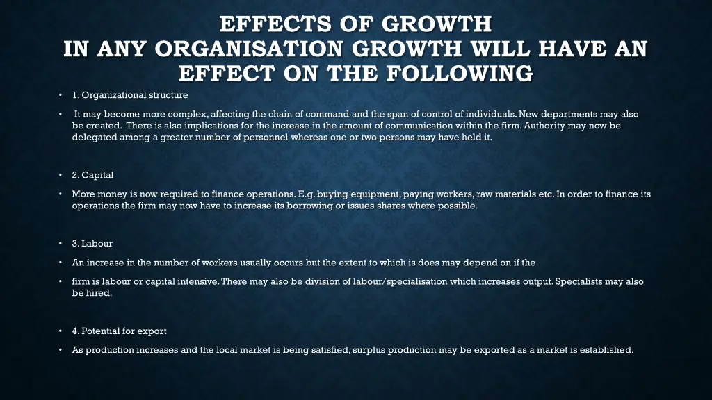 effects of growth