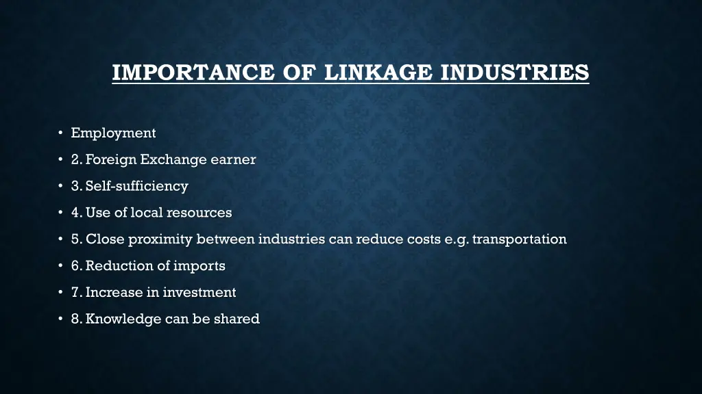 importance of linkage industries