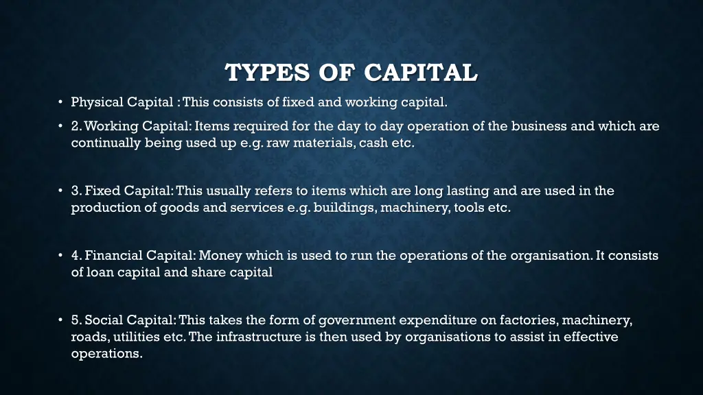 types of capital
