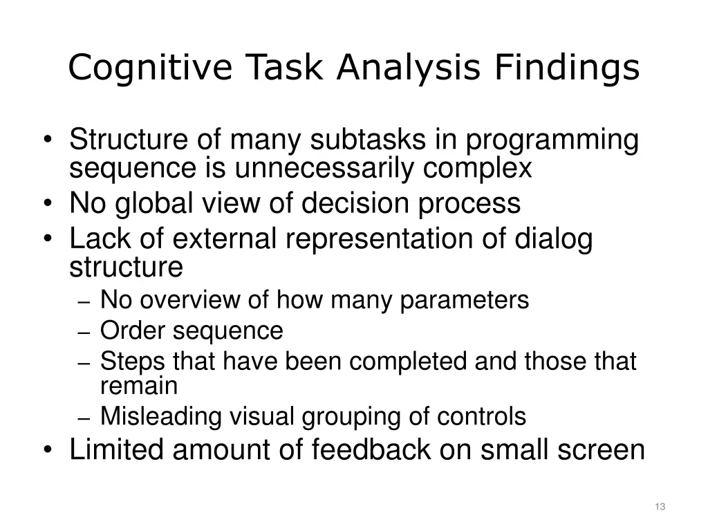 cognitive task analysis findings
