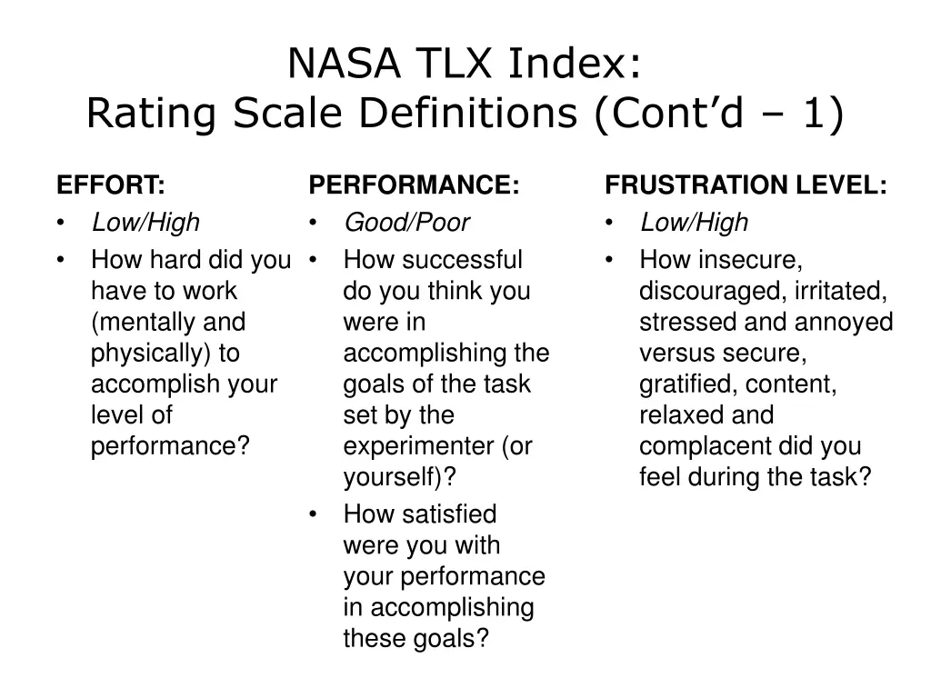 nasa tlx index