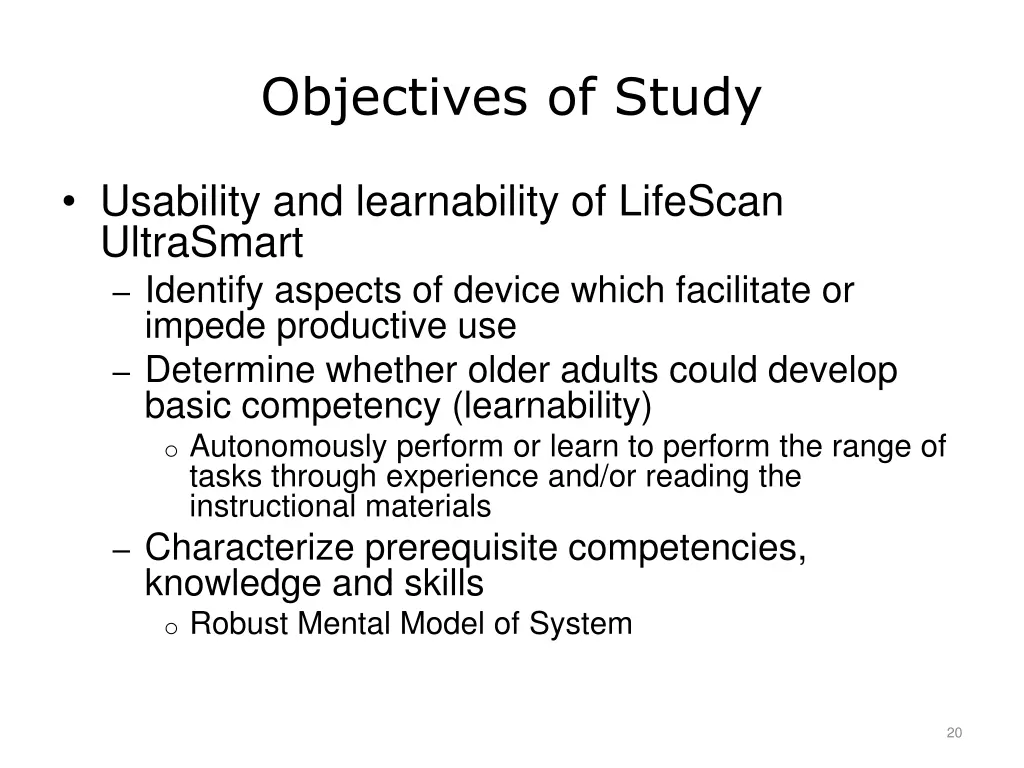 objectives of study