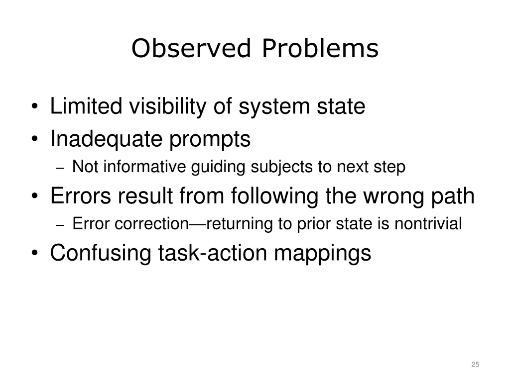 observed problems