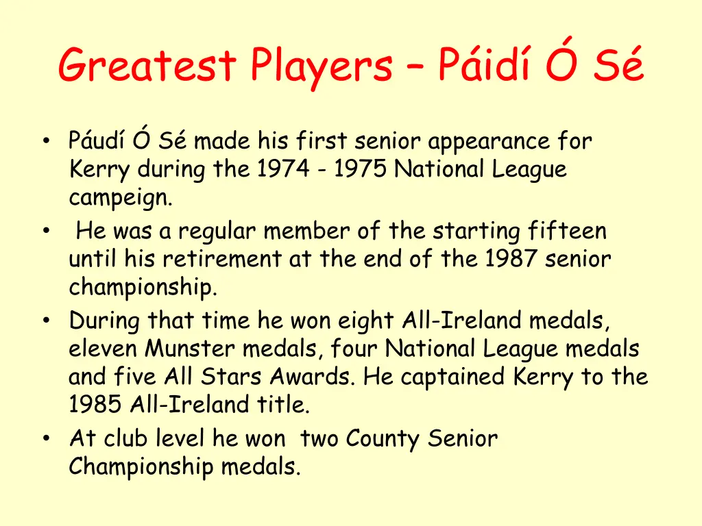 greatest players p id s