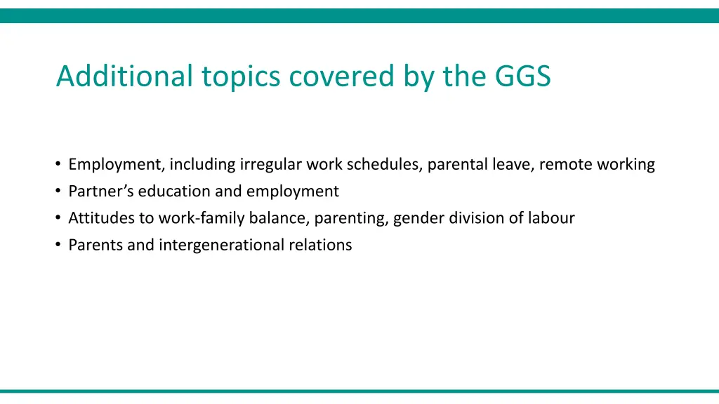 additional topics covered by the ggs
