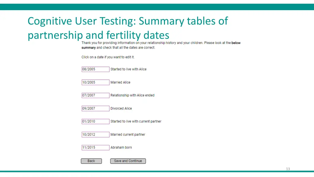 cognitive user testing summary tables 1