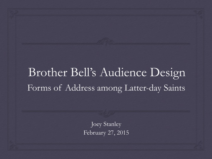 brother bell s audience design forms of address