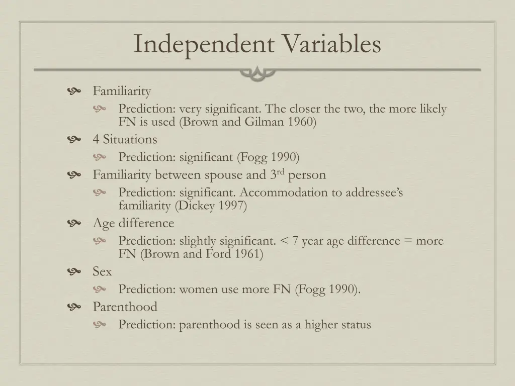 independent variables