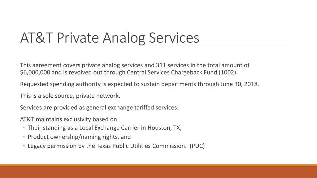 at t private analog services