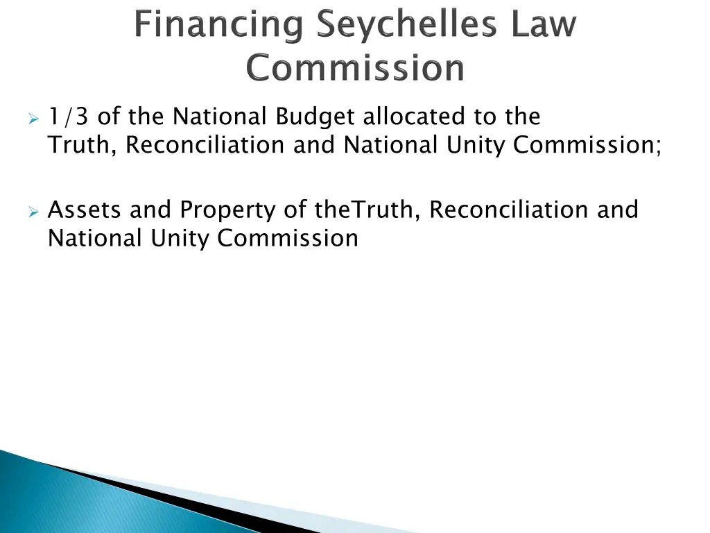1 3 of the national budget allocated to the truth