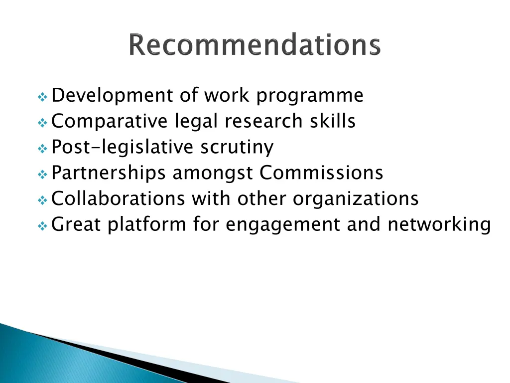 development of work programme comparative legal