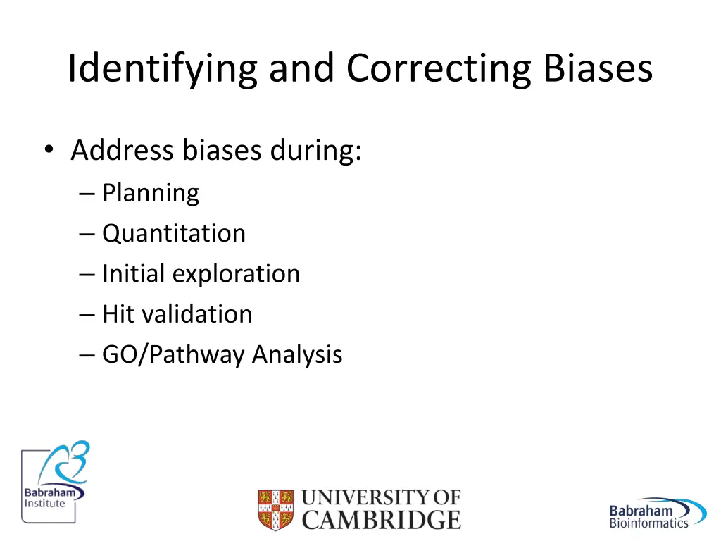 identifying and correcting biases