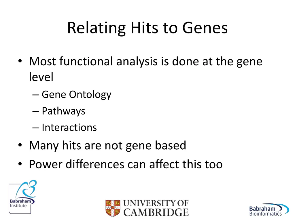 relating hits to genes