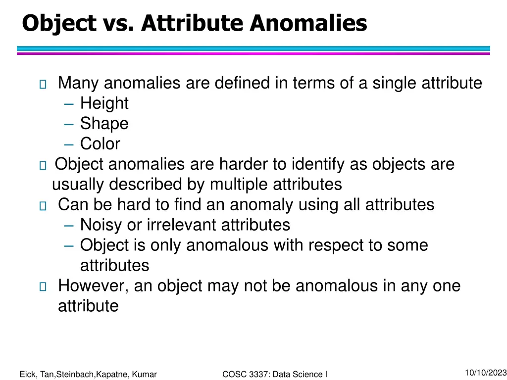 object vs attribute anomalies