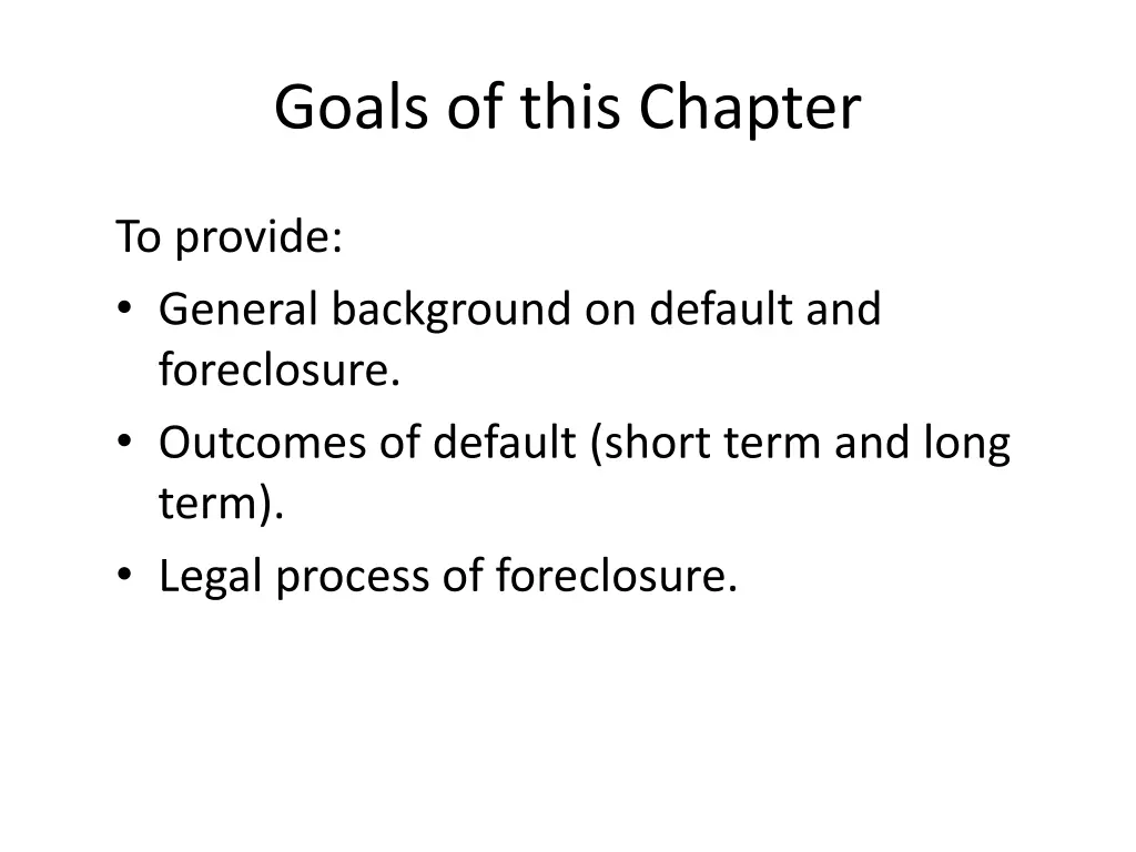 goals of this chapter
