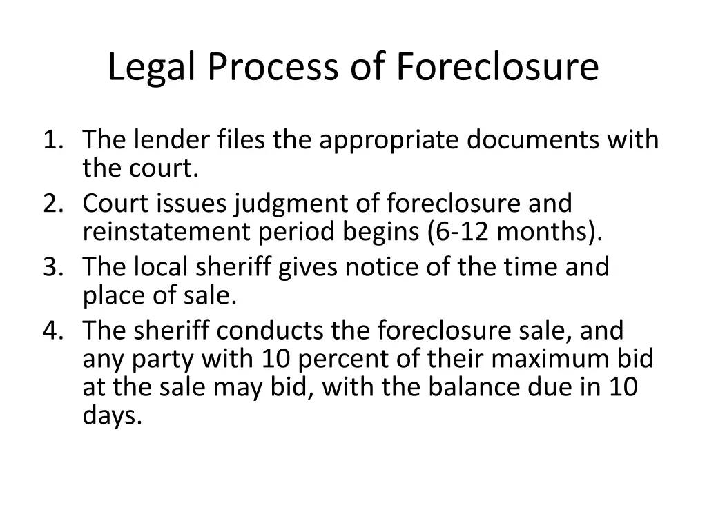 legal process of foreclosure