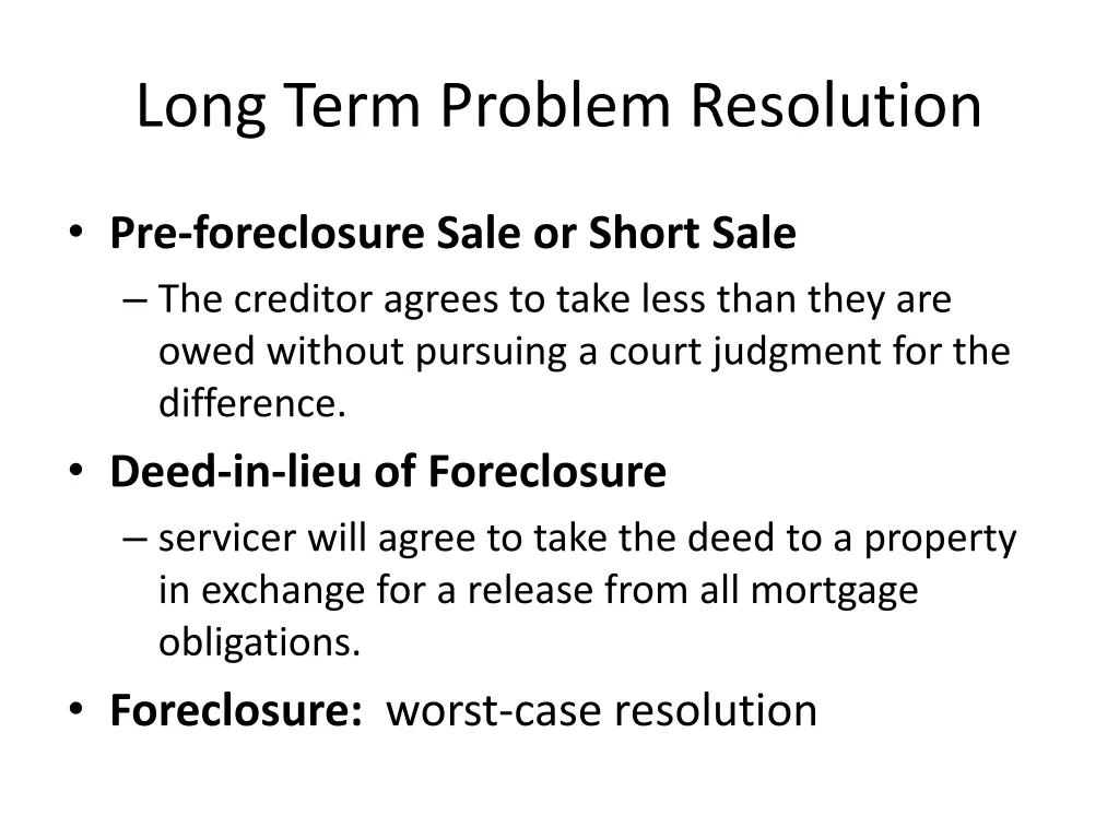 long term problem resolution 1