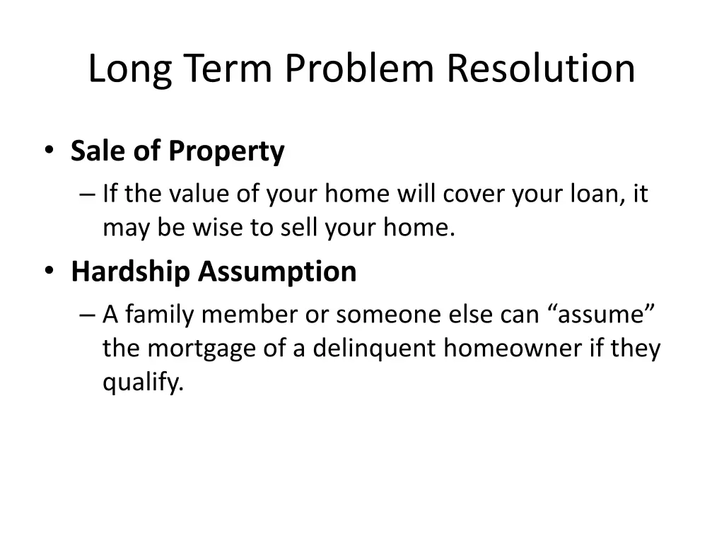 long term problem resolution