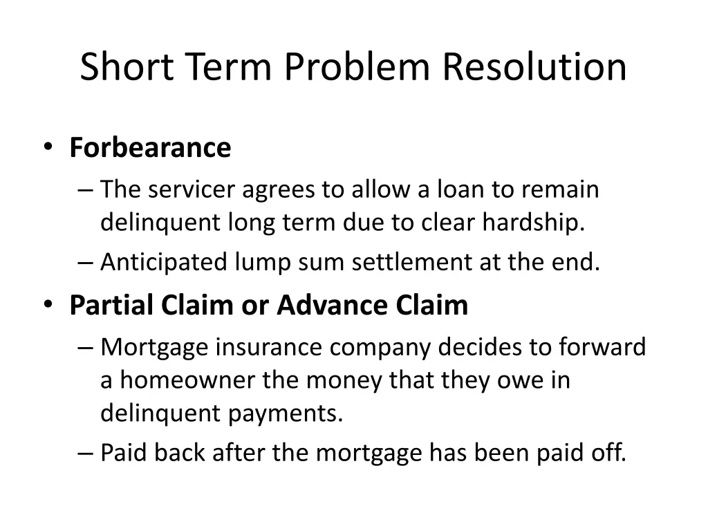 short term problem resolution 2