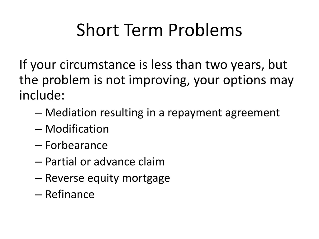 short term problems