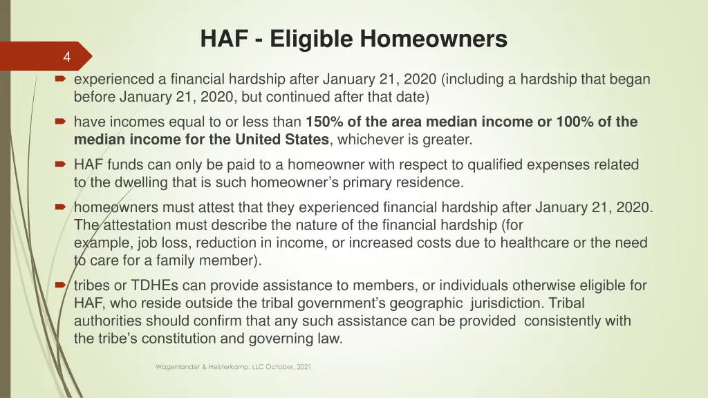 haf eligible homeowners