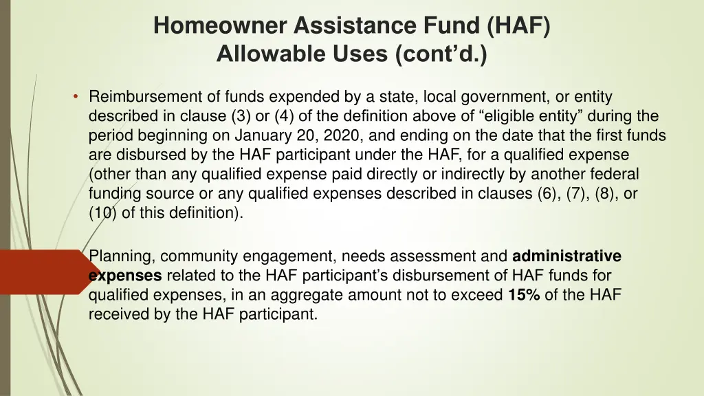homeowner assistance fund haf allowable uses cont 2