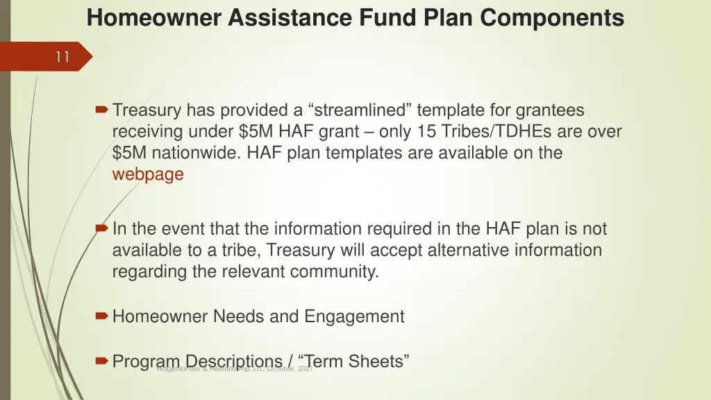 homeowner assistance fund plan components